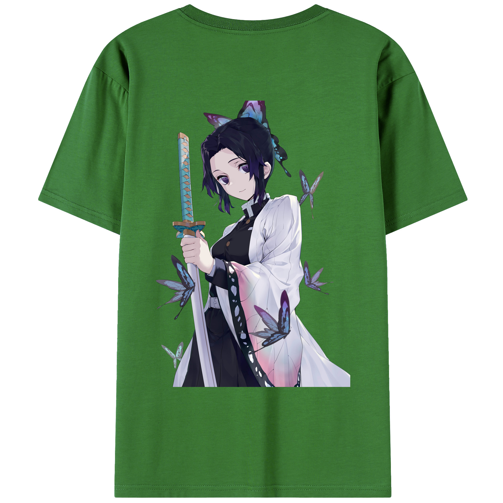 （画像用） 鬼滅の刃（きめつのやいば）蟲柱-胡蝶 しのぶ／こちょう しのぶ Kochou Shinobu レディース半袖Tシャツ(バックプリント)